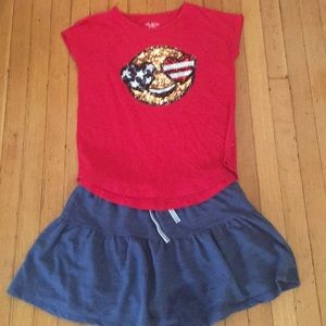 PerfectSummer Outfit girls top w blue skort